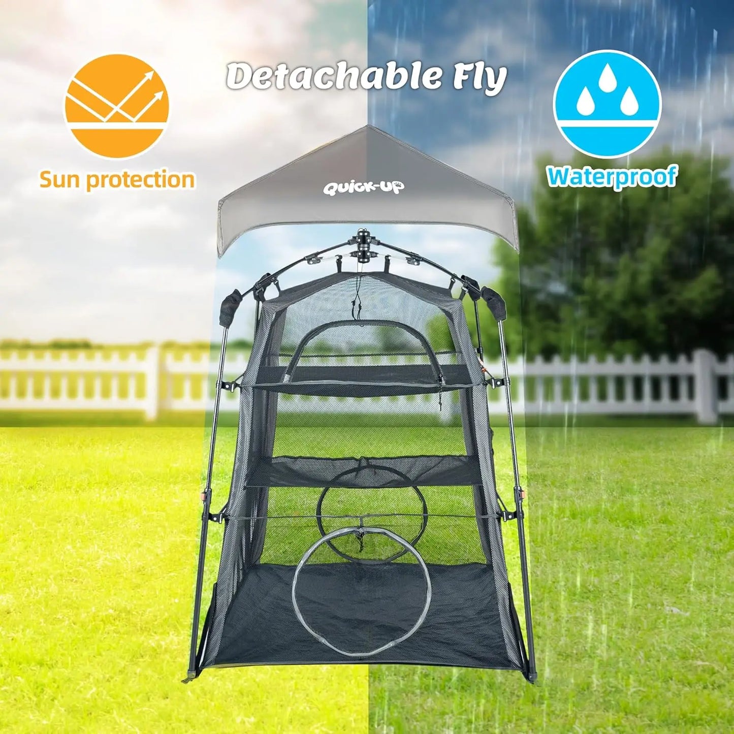 3-Tier Portable Cat Enclosure with Play Tunnel, Foldable for Indoor & Outdoor Use