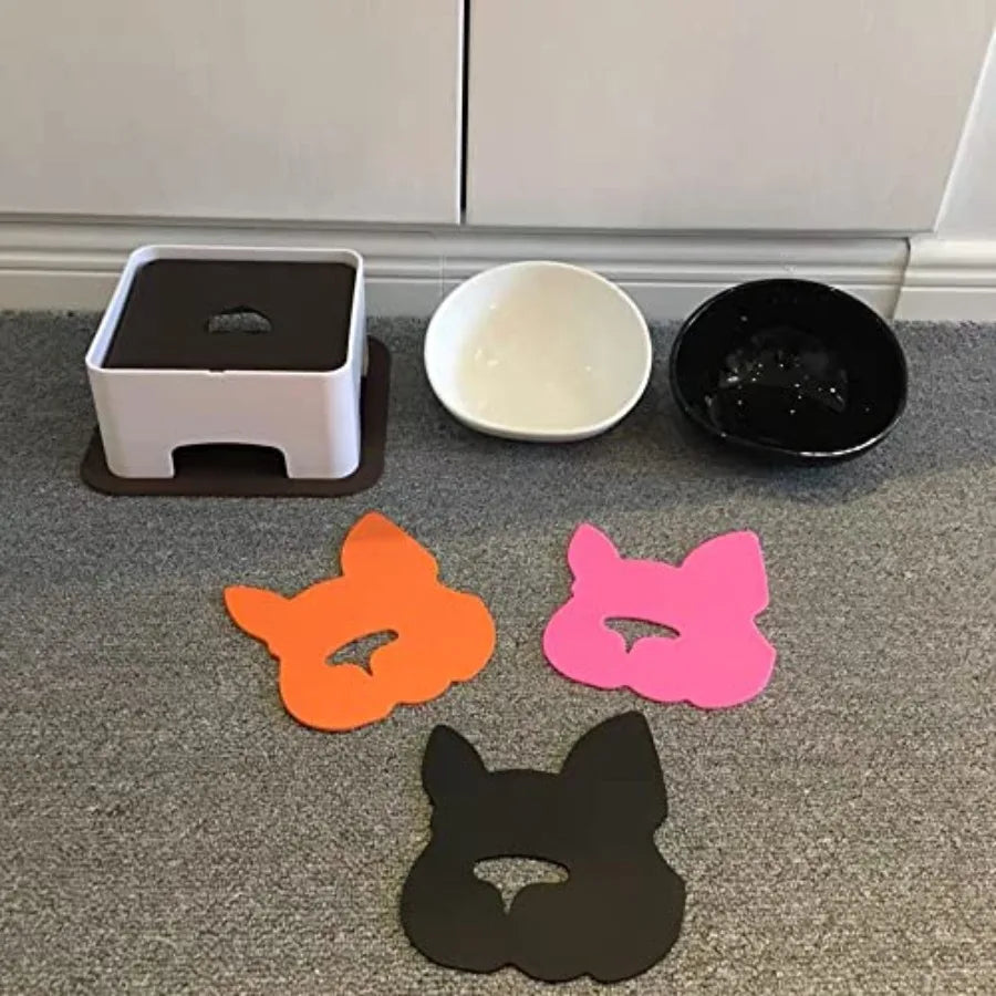 Bulldog Bowl Anti-Slip Dog Cat Dish Detachable Dog Bowls Pet Sterile Tilted Pet Feeder Slope Base BlackCeramic - 1.5 Cup