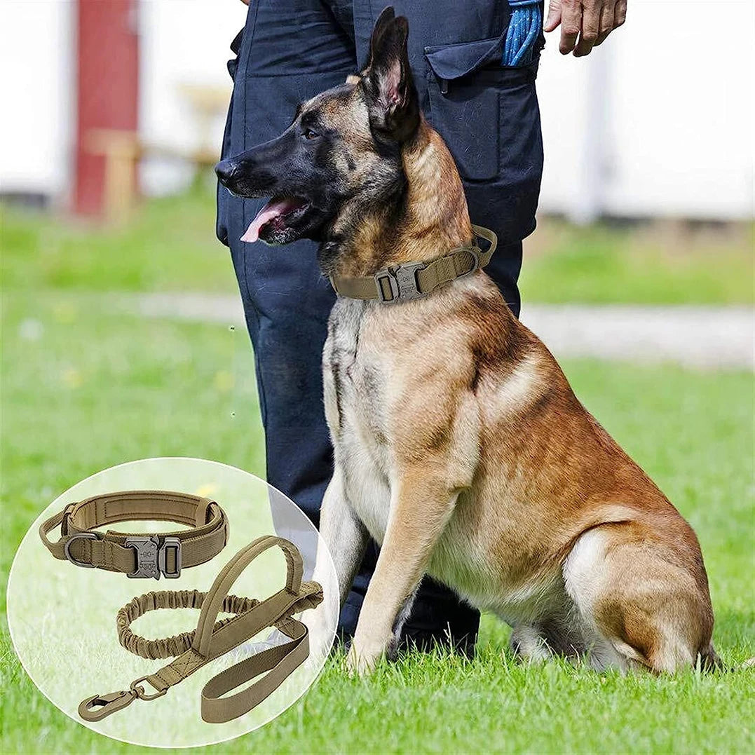 Tactical Dog Leash Collars  Adjustable Nylon Military Dog Collar Leads For Medium Large Dogs German Shepherd Training Hunting