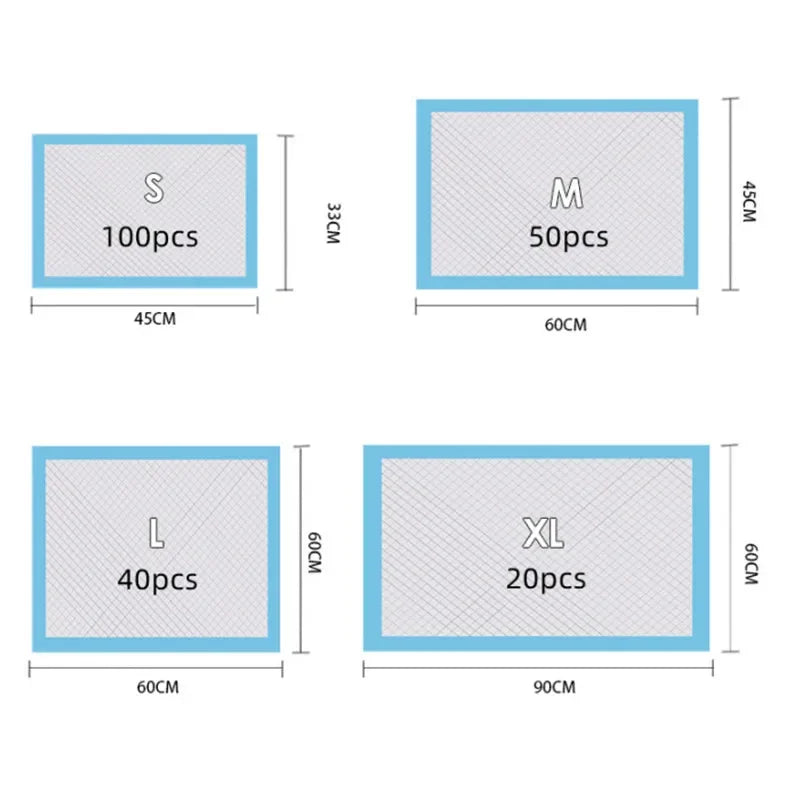 100/50/40/20PCS Absorbent Dogs Diapers Disposable Puppy Training Pee Pads Quick Dry Surface Mat Clean Cushion Dog Supplies/.,p;p