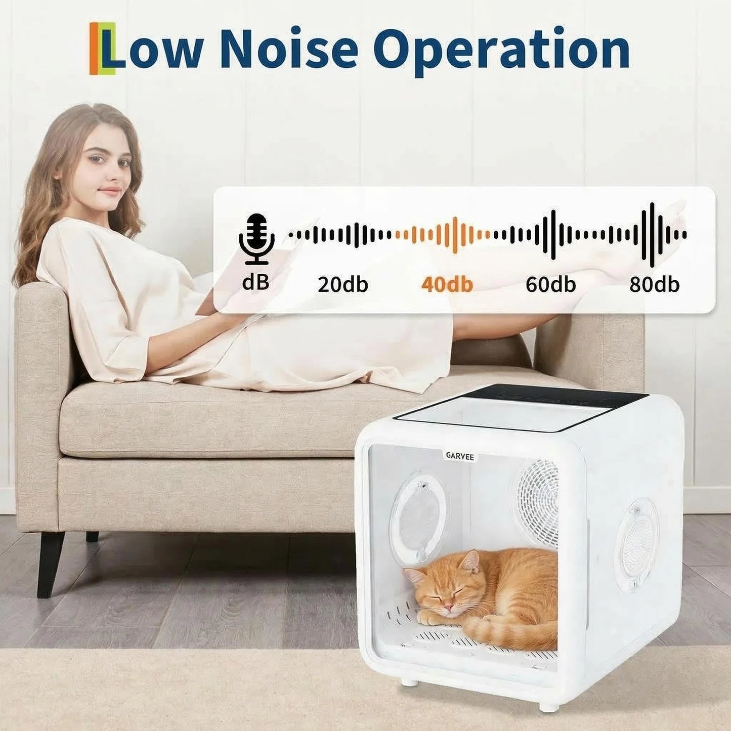 72L Pet Dryer Box For Cats & Dogs Up To 45lbs, 360° Quiet Grooming Blower, NTC Smart Temp Control, Auto-Open Door Cat Drying Box