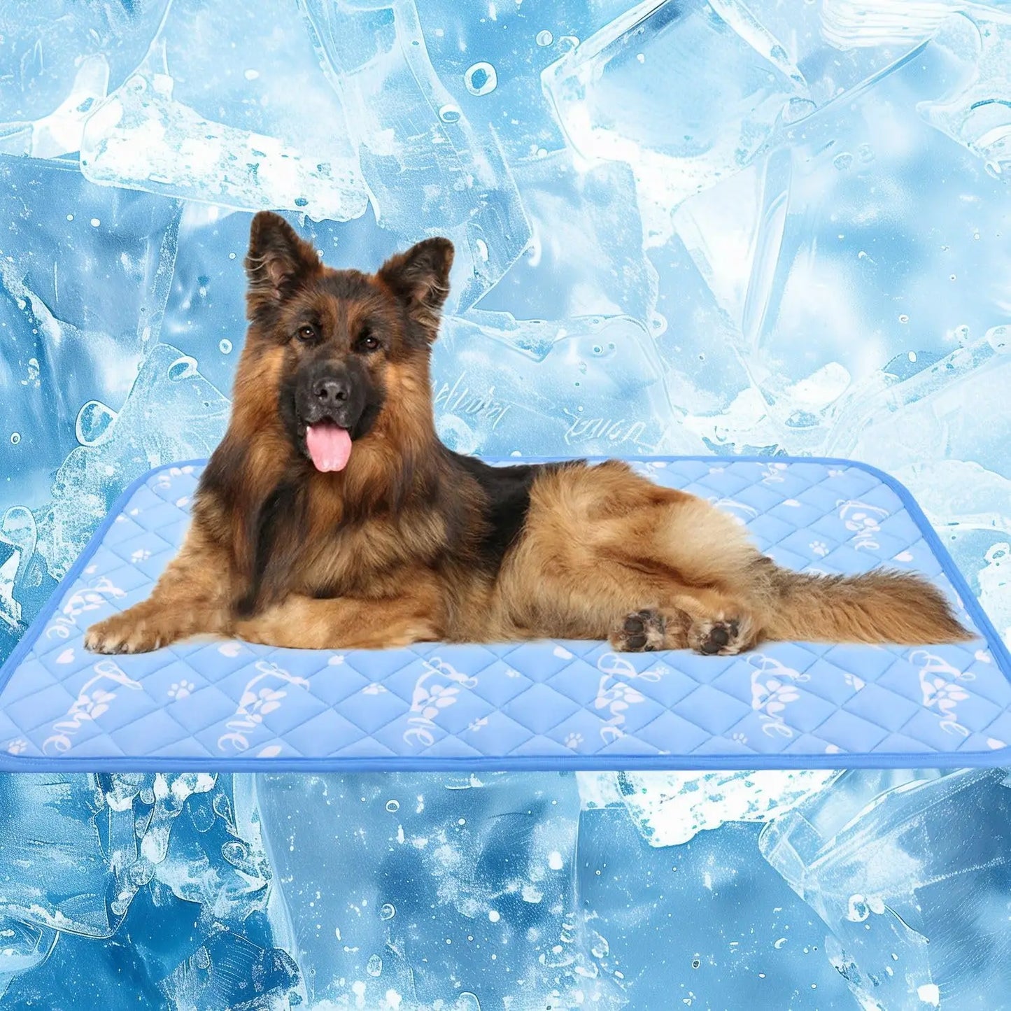 Foldable Dog Cooling Mat 59x40 Inches, Self-Cooling No Water Needed, Reversible for Summer and Winter, Washable Pet Blanket