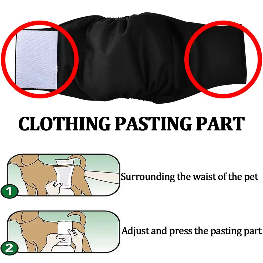 3 Pack Washable Male Dog Diaper Pet Sanitary Panties For Small Medium Dogs Adjustable Nappy Belly Band Wrap Diapers Pug Supp;ies