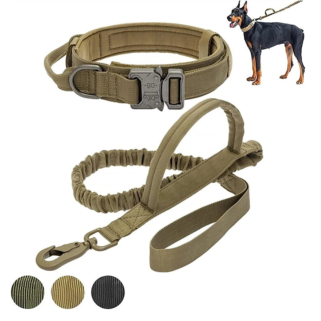 Tactical Dog Leash Collars  Adjustable Nylon Military Dog Collar Leads For Medium Large Dogs German Shepherd Training Hunting