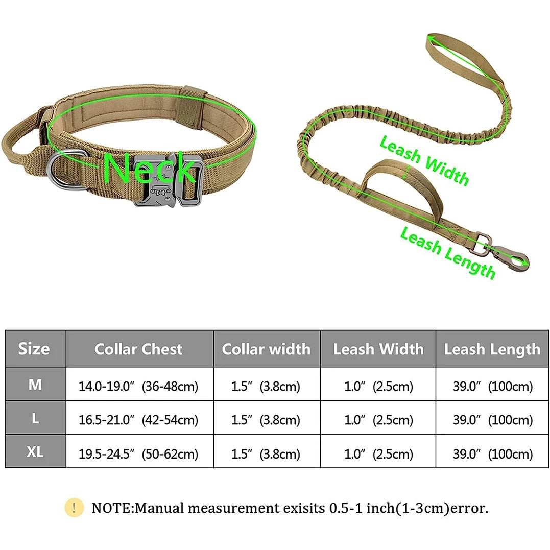 Tactical Dog Leash Collars  Adjustable Nylon Military Dog Collar Leads For Medium Large Dogs German Shepherd Training Hunting