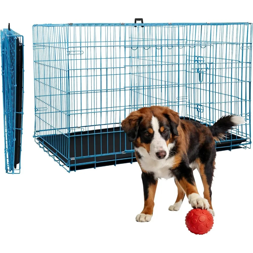 18 Inch Dog Crate, Folding Metal Wire Dog Cage with Tray, Pet Kennel Cage for Small Dogs, Leak-Proof & Portable Indoor Outdoor