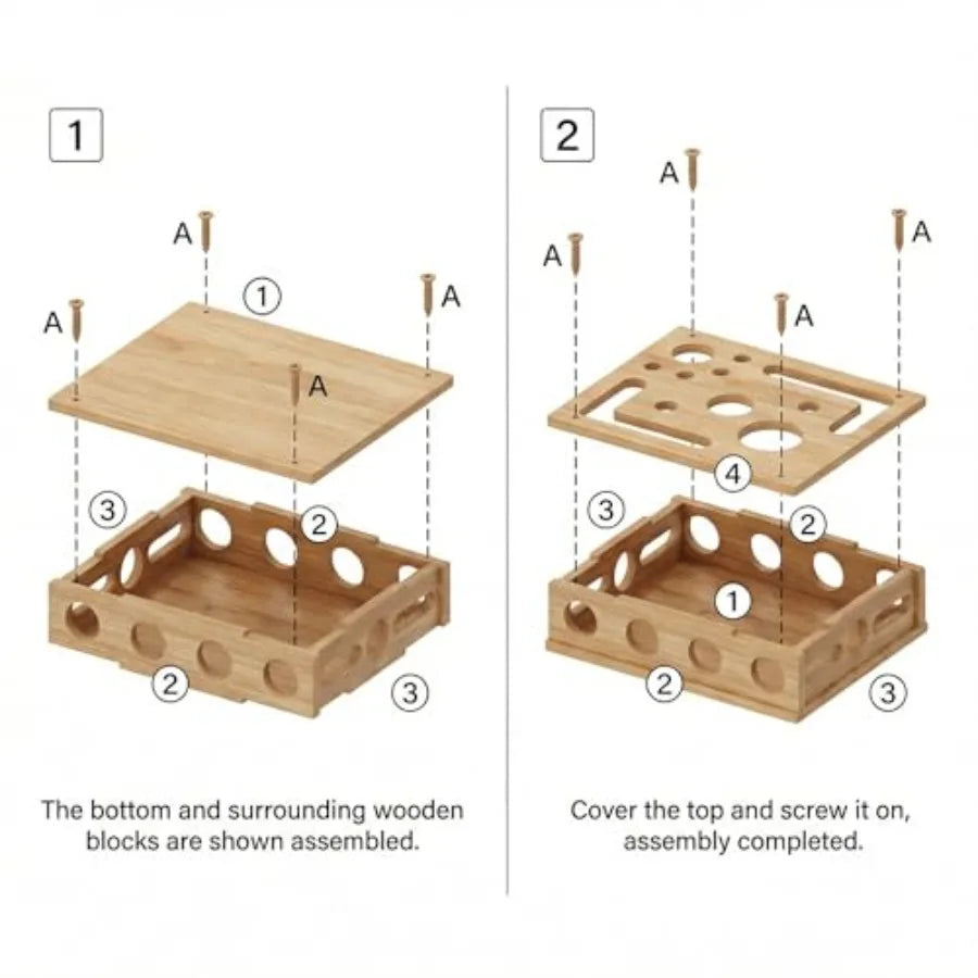 Reinforced Cat Nail File Scratcher Box with 8 Screws Wooden Enrichment Puzzle Toy for Indoor Cats Sandpaper Claw Care Furniture