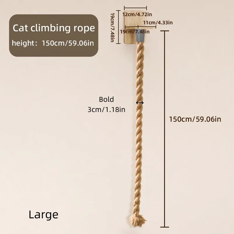 Weysat Cat Tree with 2 x 59.1 Inch Climbing Rope Wall Mounted Cat Climbing Tower Toy with Scratching Post Kitten Rope Ladder