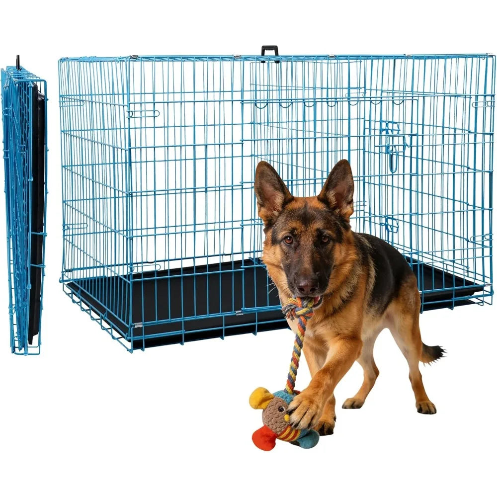 18 Inch Dog Crate, Folding Metal Wire Dog Cage with Tray, Pet Kennel Cage for Small Dogs, Leak-Proof & Portable Indoor Outdoor