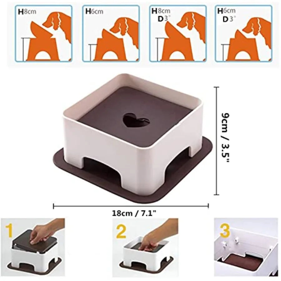 Bulldog Bowl Anti-Slip Dog Cat Dish Detachable Dog Bowls Pet Sterile Tilted Pet Feeder Slope Base BlackCeramic - 1.5 Cup